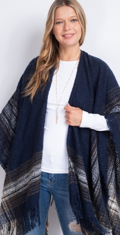NWT Multi Plaid Ruana Wrap